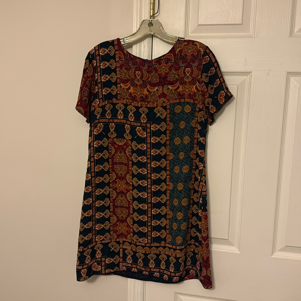 Olivaceous micro mini paisley dress